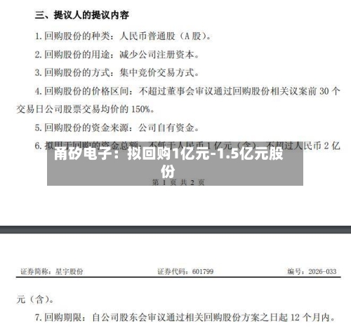 甬矽电子:拟回购1亿元-1.5亿元股份