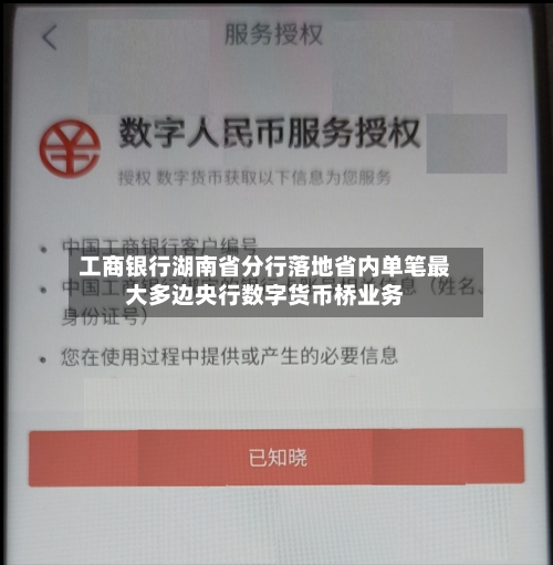 工商银行湖南省分行落地省内单笔最大多边央行数字货币桥业务