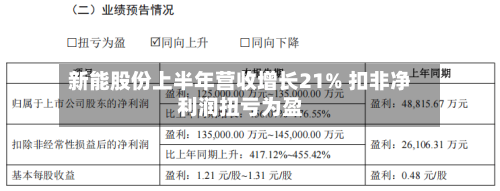 新能股份上半年营收增长21% 扣非净利润扭亏为盈